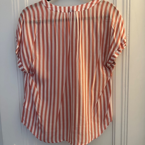 Slightly Sheer Coral and White Striped Gap Top - Picture 3 of 4